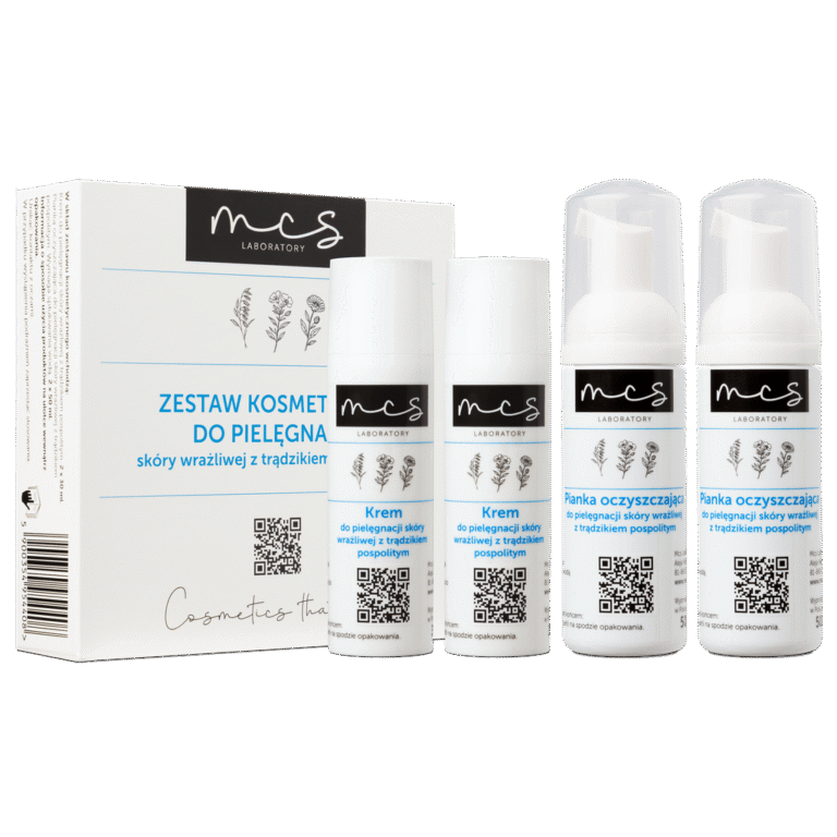 Set of cosmetics for sensitive skin with acne vulgaris